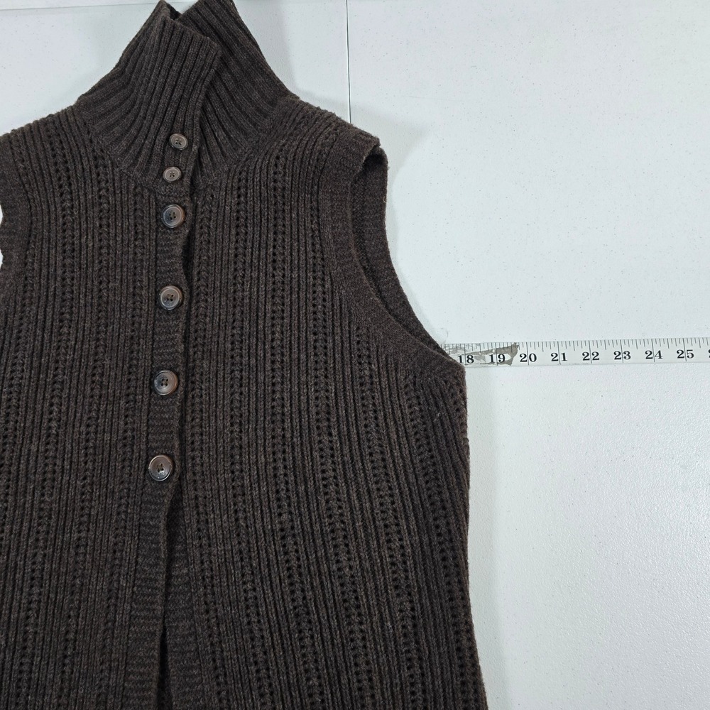 Woolrich Womens Brown Cable‎ Knit Turtleneck Sleeveless Vest Sweater M - Picture 3 of 7